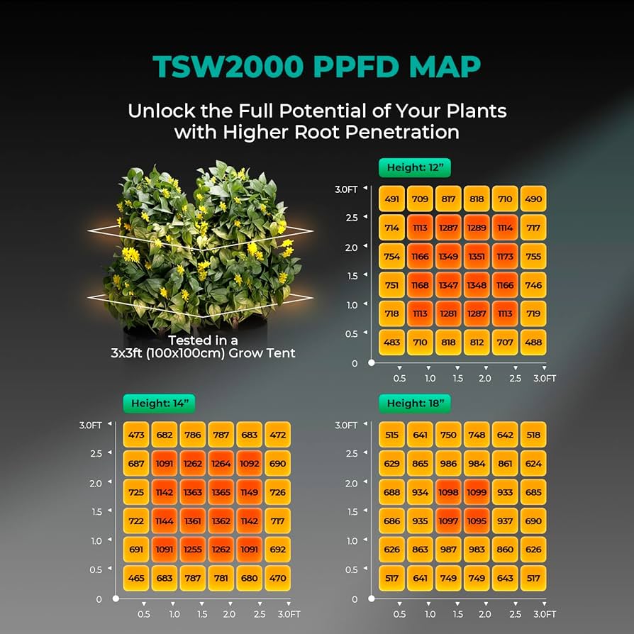 旧型Mars Hydro TS2000 MARS HYDRO TSW2000 Led Grow Light 300 Watt Dimmable Daisy